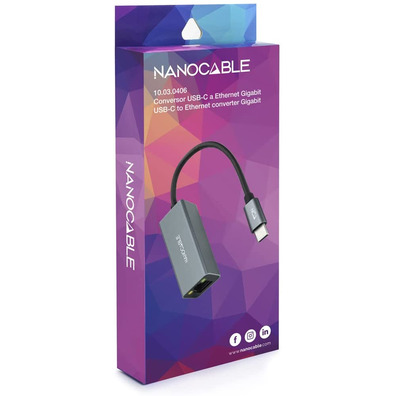 Adaptador USB-C a RJ45 Nanocable 10.03.0406 1000 Mbit / s