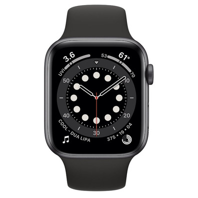 Apple Watch S6 44MM Gris Espacial con correa negra Sport Bande MG2E3TY/A