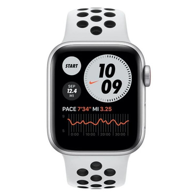 Apple Watch SE GPS/Cellulaire 40mm Caja Aluminio Plata / Correa Nike Deportiva Platino Puro y Negra