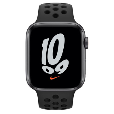 Apple Watch SE Nike 2021 GPS/Cellulaire 44 mm Gris Espacial / Correa Deportiva Nike Antracita Negro