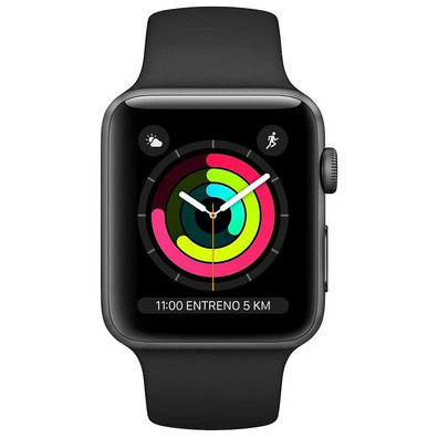 Apple Watch Series 3 38mm GPS Aluminio / Gris Espacial con correa deportiva Negra MTF02QL/A