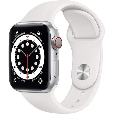 Apple Watch Series 6 GPS/Cellulaire 40mm Caja de Aluminio en Plata / Correa Deportiva Blanca