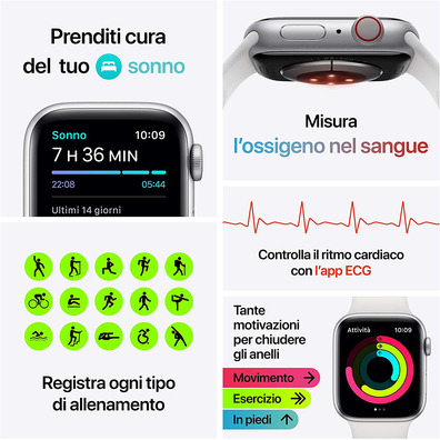 Apple Watch Series 6 GPS/Cellulaire 40mm Caja de Aluminio en Plata / Correa Deportiva Blanca