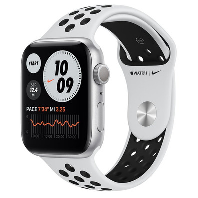 Apple Watch Series 6 GPS/Cellulaire 44mm Caja Aluminio en Plata Correa Nike Deportiva Platino Puro