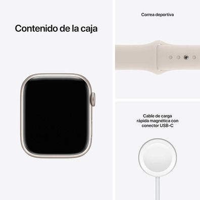 Apple Watch Series 7 GPS 45mm Caja Aluminio Blanco Estrella / Correa Deportiva Blanco Estrella