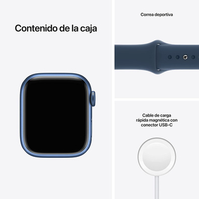 Apple Watch Series 7 GPS/Cellulaire 41 mm Caja de Aluminio en Azul / Correa deportiva Azul Abismo