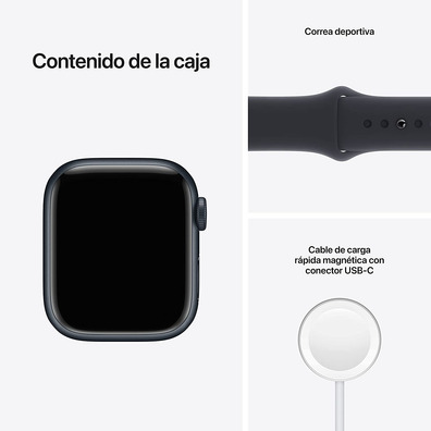 Apple Watch Series 7 GPS/Cellulaire 41 mm Caja de Aluminio en Negro Medianoche / Correa deportiva Ne