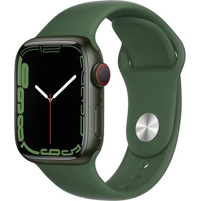 Apple Watch Series 7 GPS/Cellulaire 41 mm Caja de Aluminio en Verde / Correa deportiva Verde Trebol