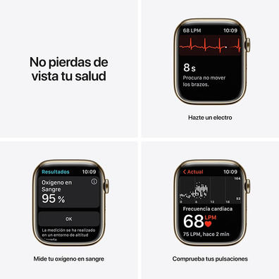 Apple Watch Series 7 GPS/Cellulaire 45 mm Caja Acero Oro / Correa deportiva Cereza Oscuro