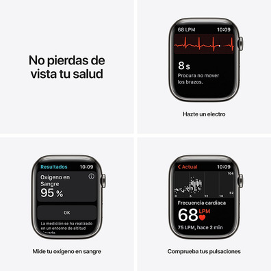 Apple Watch Series 7 GPS/Cellulaire 45 mm Caja de Acero Grafito / Correa deportiva Azul abismo