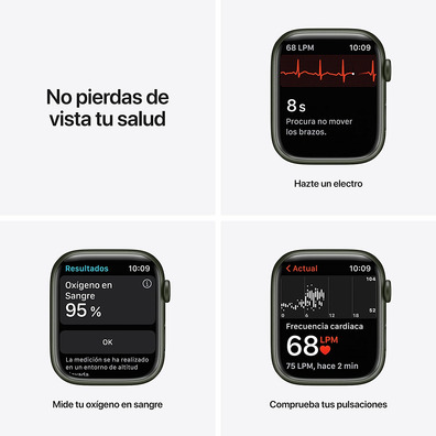 Apple Watch Series 7 GPS/Cellulaire 45 mm Caja de Aluminio en Verde / Correa deportiva Verde Trebol