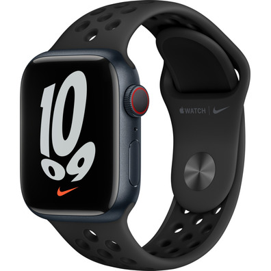 Apple Watch Series 7 Nike GPS/Cellulaire 41 mm Caja de Aluminio en Negro Medianoche / Correa Nike