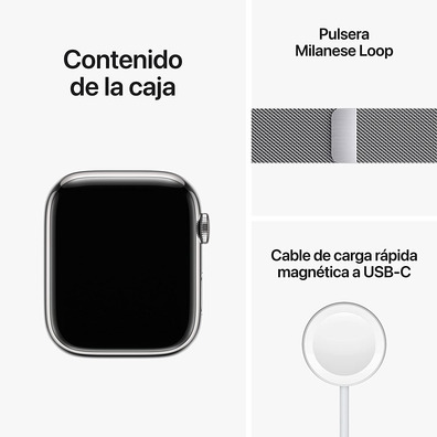 Apple Watch Series 8 GPS/Cellulaire 45mm Plata / Correa Milanese Loop Plata