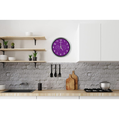 Bresser Mytime Reloj Pared Termo-/Higro 25cm Violeta