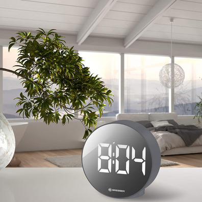 Bresser Reloj Despertador Mytime Echo FXR Gris