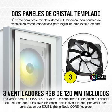 Caja Corsair ICUE 4000X RGB Verre trempé Blanca