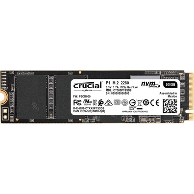 Disco Duro Crucial CT500P1SSD8 P1 SSD 500 Go NVMe PCIe M. 2 2280