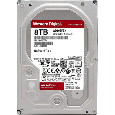 Disco Duro NAS Western Digital WD80EFBX 8To SATA 3 Red Plus