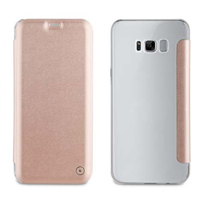 Folio Case Silver with Transparent Pink Gold Cover Samsung Galaxy S8 Muvit