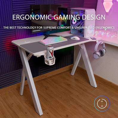 Mesa Gaming Mars Gaming MGD100RGB 100x60x74 cm Blanca