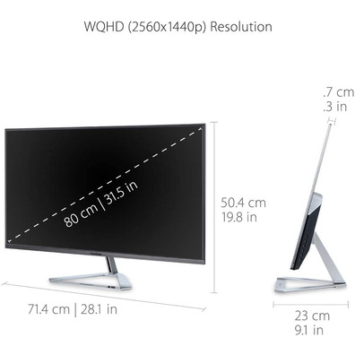 Moniteur LED 32''Viewsonic VX3276-2K-MHD Plata