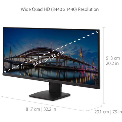 Monitor Viewsonic VA3456-MHDJ LED IPS 34''Negro