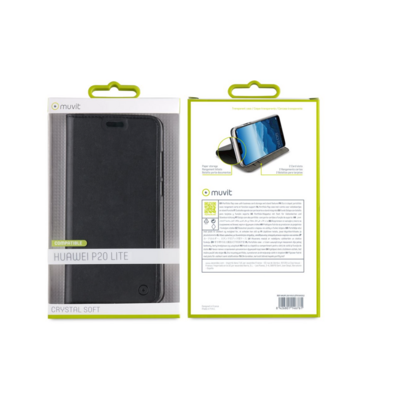 Etui Folio Muvit Huawei P20 Lite + Porte-cartes noir