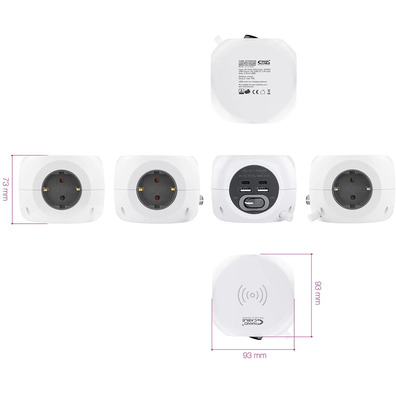 Nanocable Base de 3 enchufes / 4 USB/Carga inalámbrica