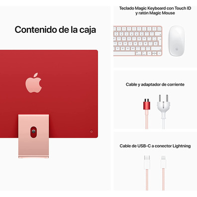 Ordenador Apple iMac 24''Retina M1/8GB/256GB SSD rose 2021