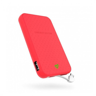 Powerbank Energy System 5000 mAh con cable integrado Rojo