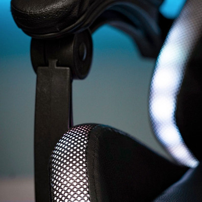 DEL Silla Gaming PowerGaming LED RGB con Reposapiés-Negro