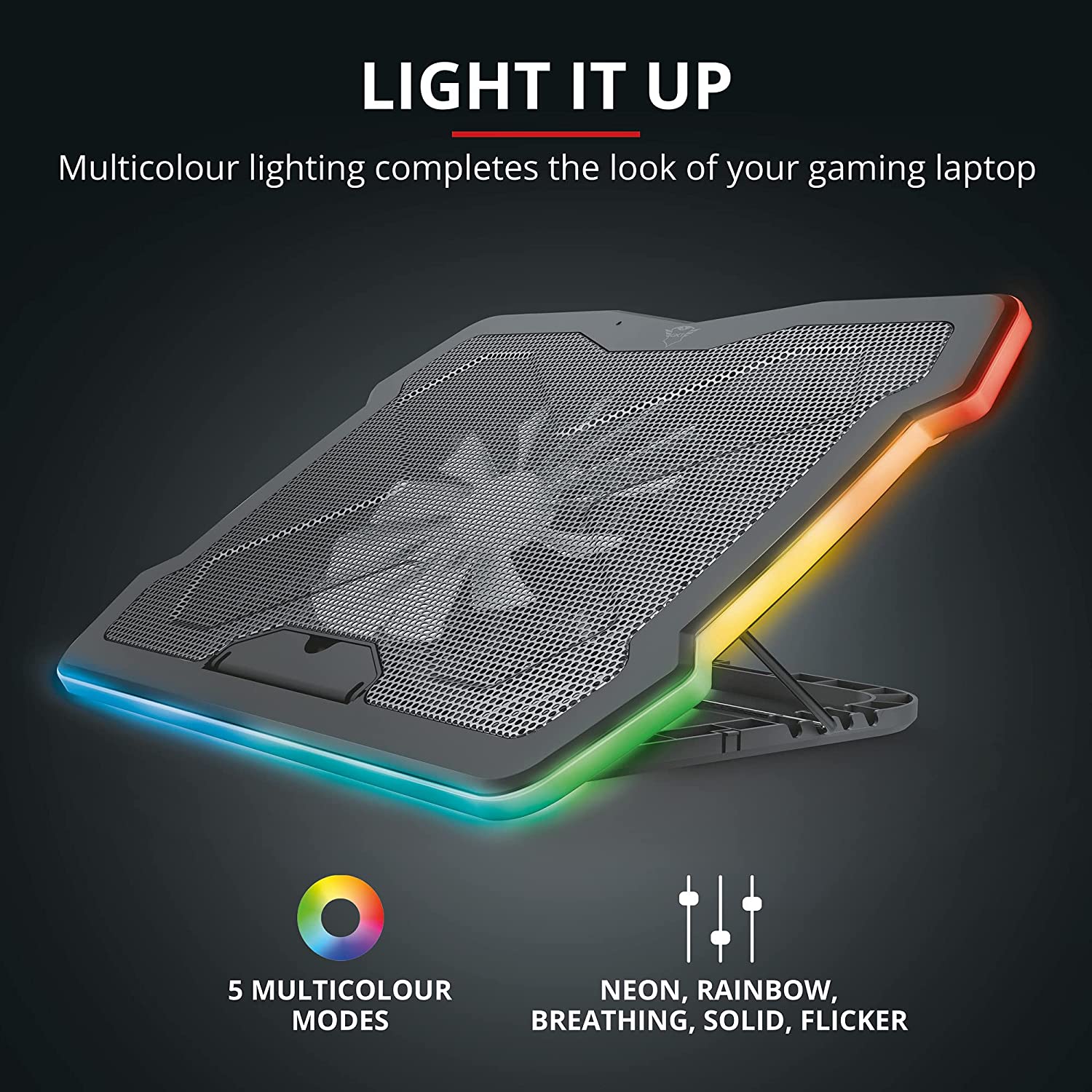 KLIM Rainbow + Refroidisseur PC portable - 11 à 17 + Éclairage